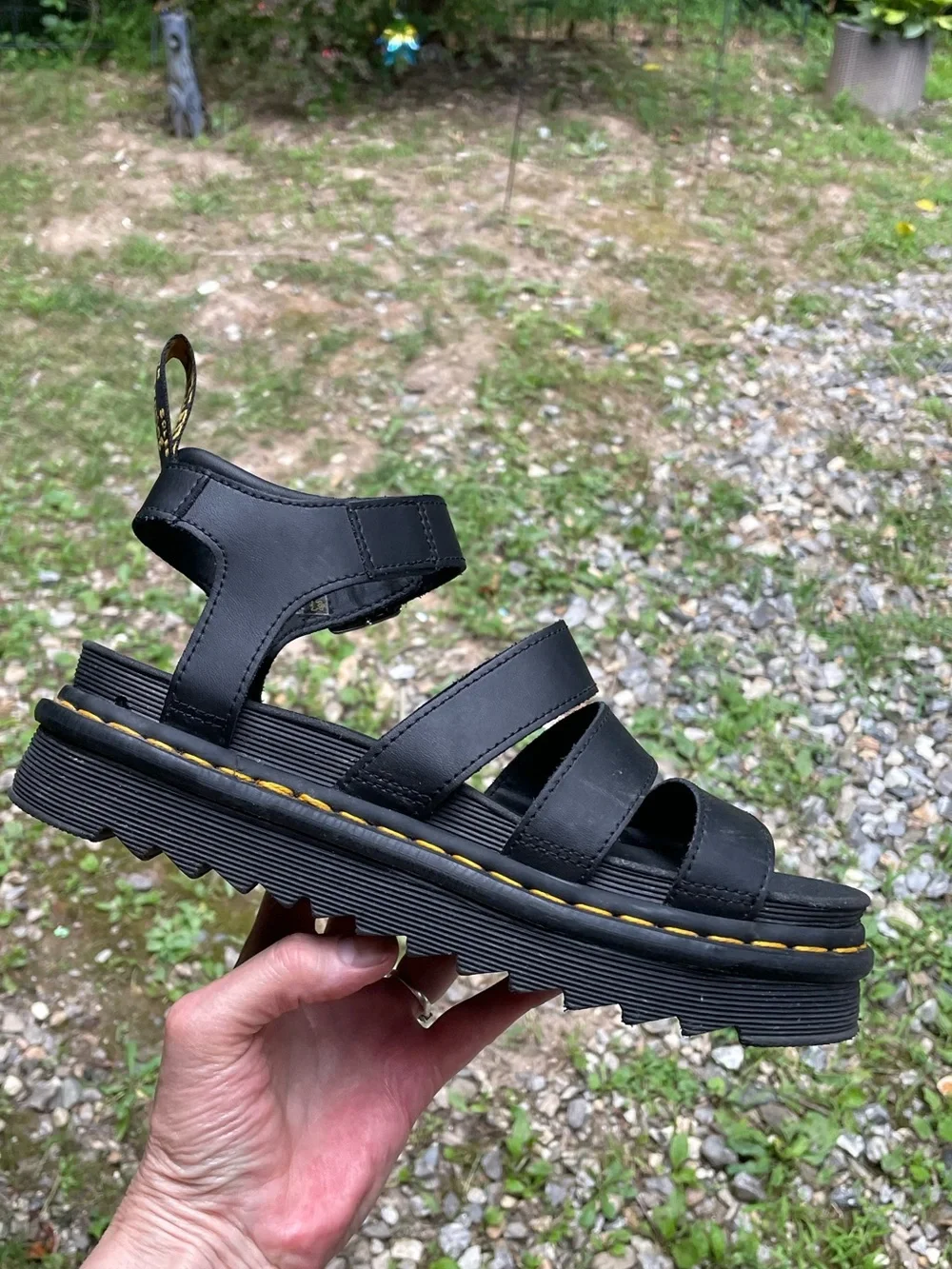 Dr Martens Blaire Platform Black Sandals Size 8